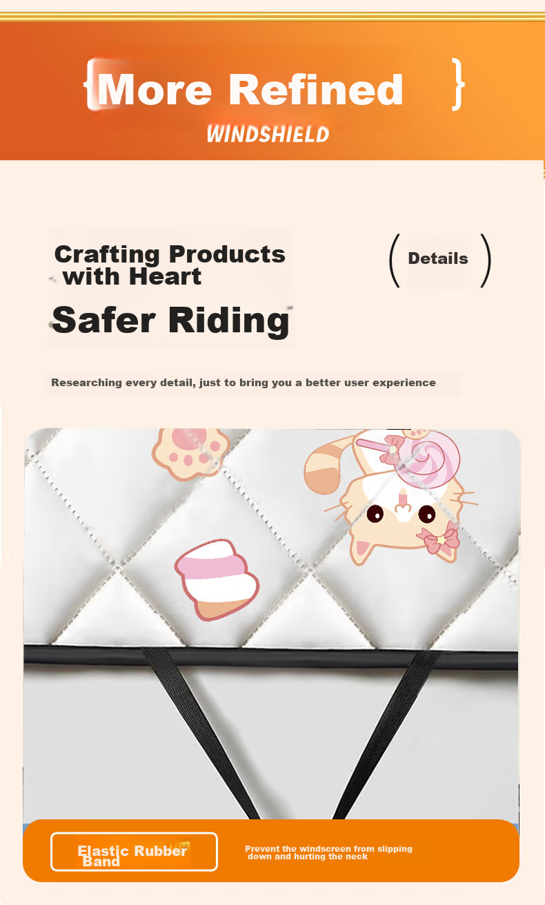 Gonghechuan Electric Scooter Windshield Cover, Winter Windproof And Rainproof, Thickened Warm Cotton Quilt, Widened Fleece, Motorcycle And Electric Bike Wind Shield 25