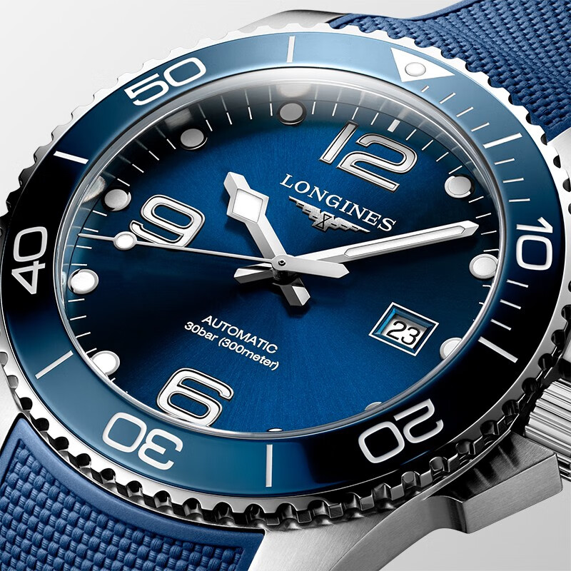 LONGINES Swiss Watch, Conquest Diving Series, Men's Rubber Strap Mechanical Watch L37824969