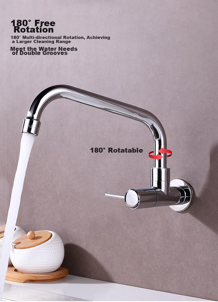 Larsd Wall-Mounted Faucet, Kitchen Faucet with Copper Body, Single Cold Water Tap for Sink And Laundry Basin, Quick-Open Faucet LD06 3