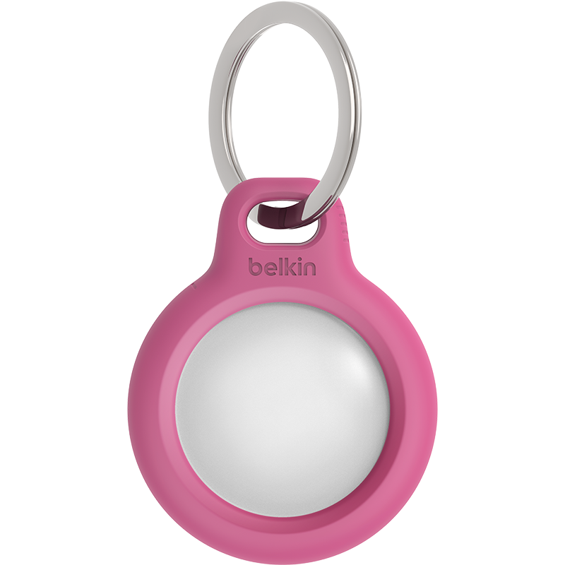 BELKIN AirTag Protective Case, Apple Anti-Loss Keychain, Silicone Shockproof Pendant, Travel-Friendly, Cute Design, Rose Red, F8W973 Pink, Airtags