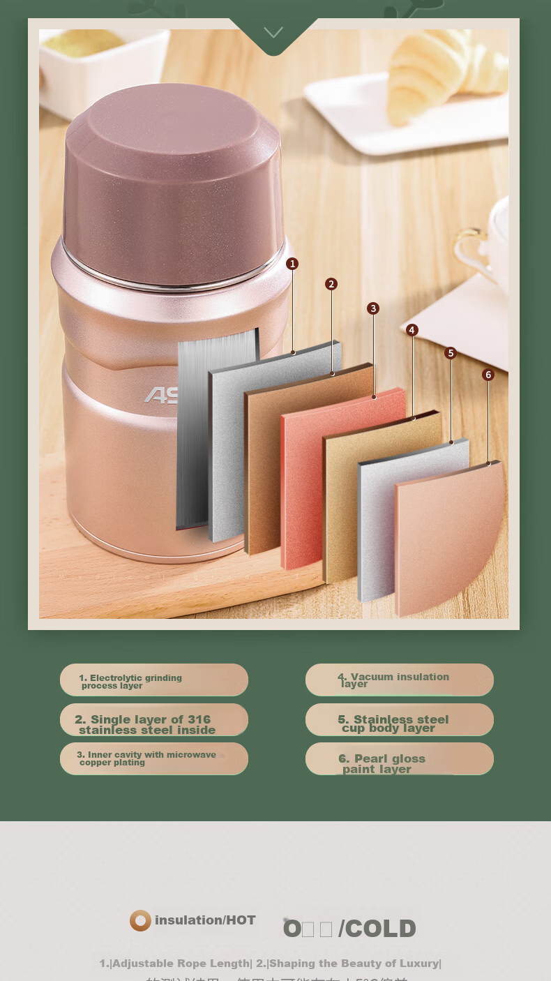 ASD 316L Stainless Steel Vacuum Insulated Food Jar, RWS80S8WG-W 5