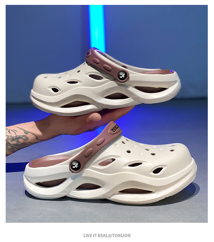 TonLion Men's Sandals 2026 Summer Breathable Height-Increasing Dual-Purpose Beach Shoes Fashionable Orange Size 40-41 7