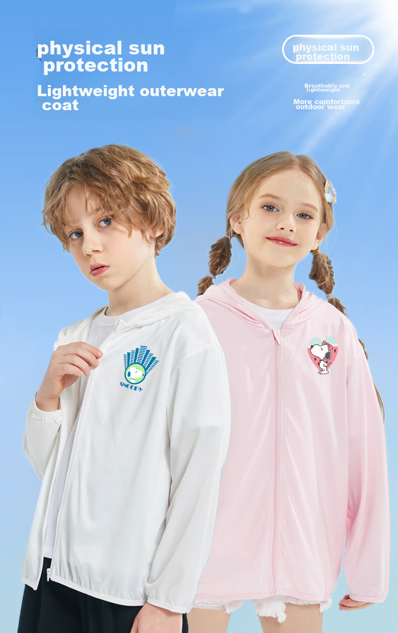 Snoopy Girls' Kids Skin Jacket Summer Air Conditioning Shirt Lightweight Coat Big Kids Heart Watermelon Pink 140 1