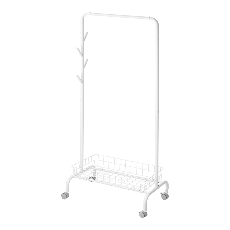Lanjiaoluo Floor-Standing Clothes Rack, Bedroom Storage with Wheels, Hooks, 80*40*160cm, Mobile And Thickened