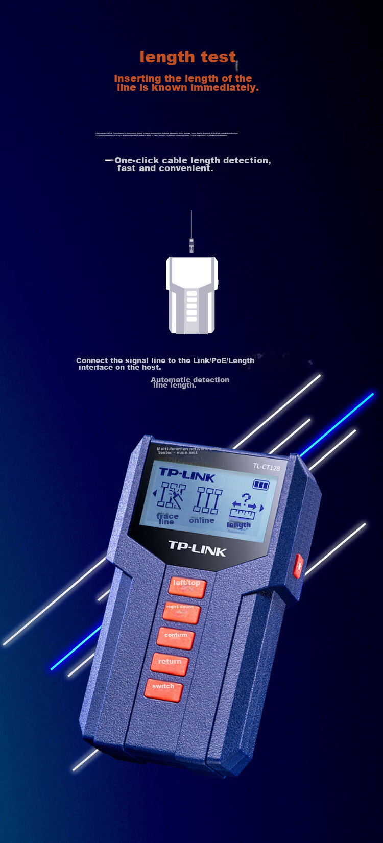 TP-LINK Network Cable Tester, Multifunctional Telephone Network Cable Tracer And Tester, PoE Cable Finder with Anti-Interference, TL-CT128 7