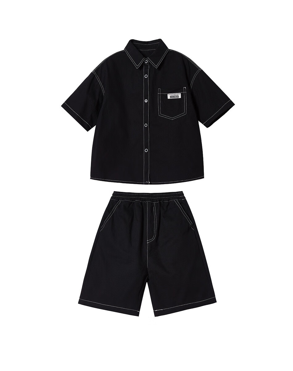 ASK JUNIOR Boys Summer Cotton Thin Short Sleeve Shirt and Shorts Running Two-Piece Set Kids 140 8