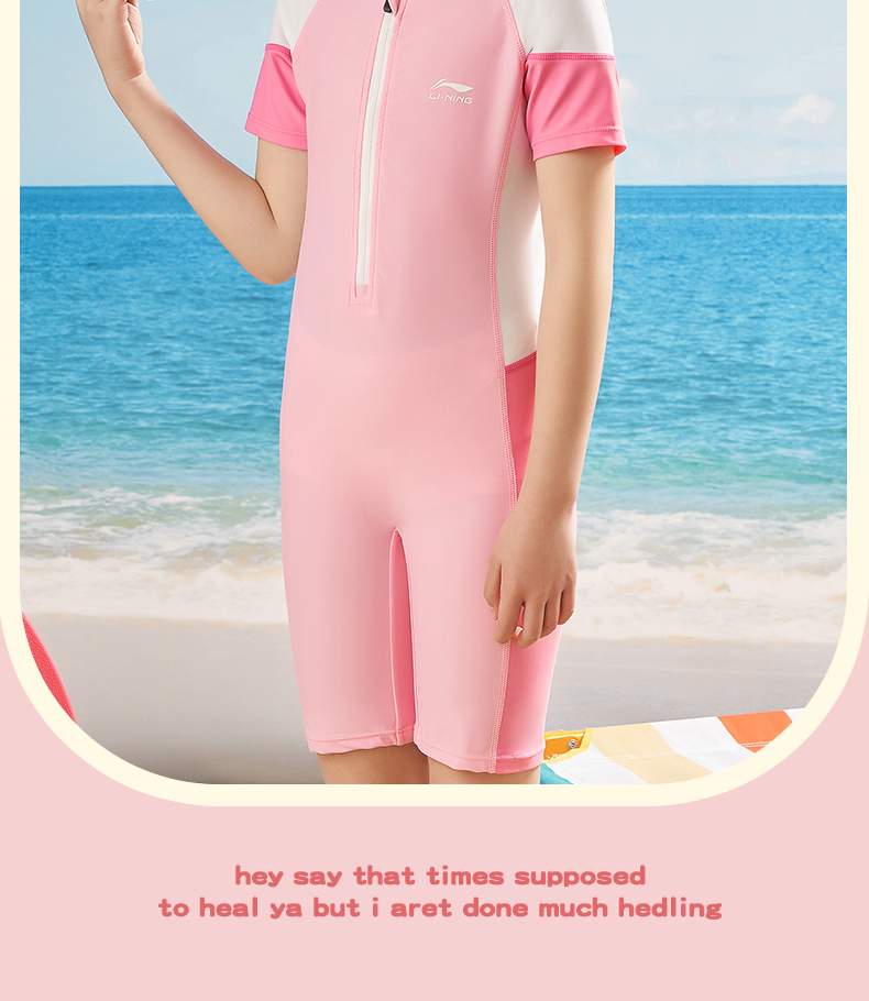 Li-Ning Children's Swimsuit, One-Piece Swimwear for Boys And Girls, Breathable Quick-Dry Surfing Suit, Model 926, Blue, Size 120 25