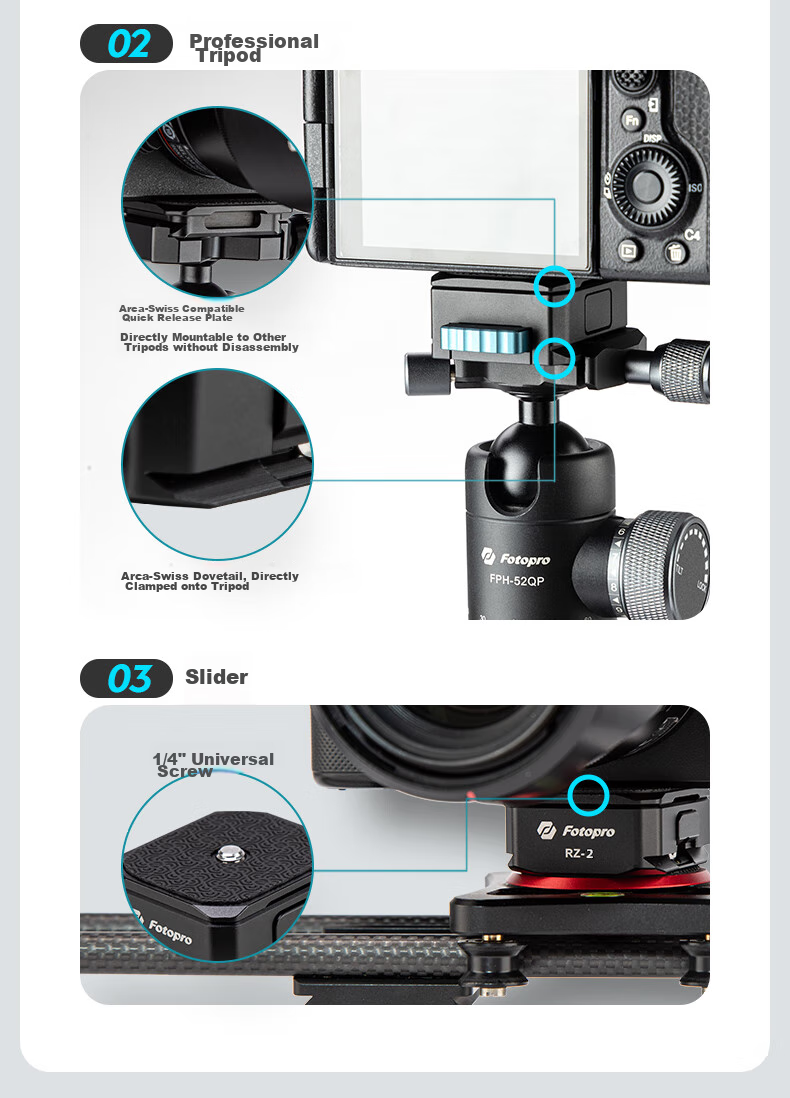Fotopro RZ-2 Universal Camera Mirrorless DSLR DJI Stabilizer Cube Quick Release Mechanism 7