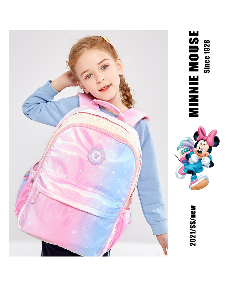 Disney Elementary School Backpack for Boys And Girls Grades 3-6, Water-Resistant, Antibacterial, Lightweight Schoolbag SM11913 Pink 11