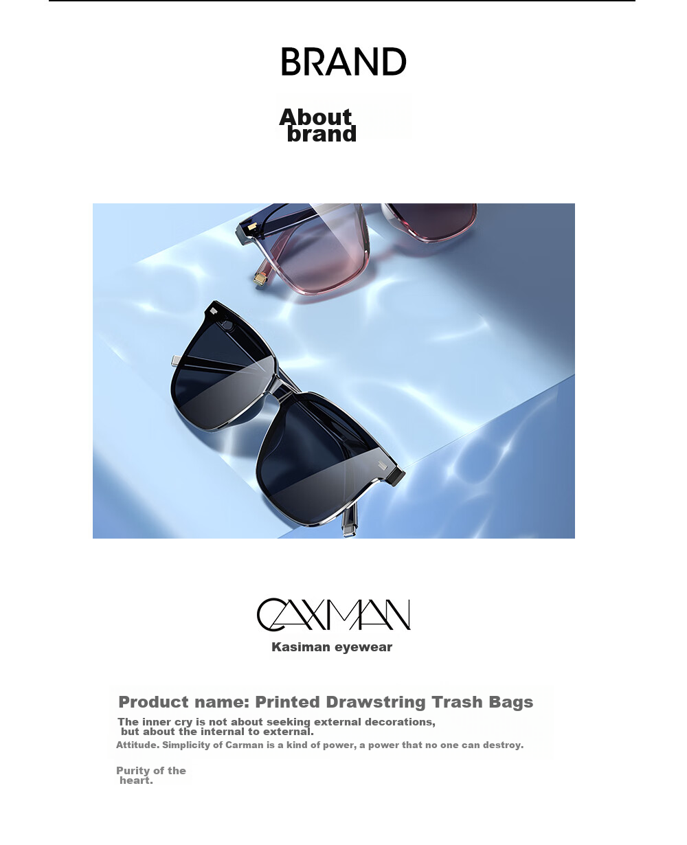 CAXMAN GM Sunglasses for Men And Women, Unisex Square Frame Large Frame Black Ultra-Nylon High Definition Anti-UV Retro Trendy Glasses 19