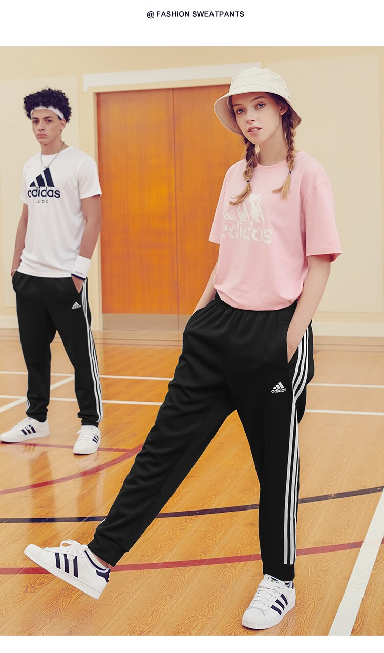 Adidas Men's Sports Pants, Cotton, Autumn Running, Outdoor, Loose Casual Trousers, Black And White, XS 10