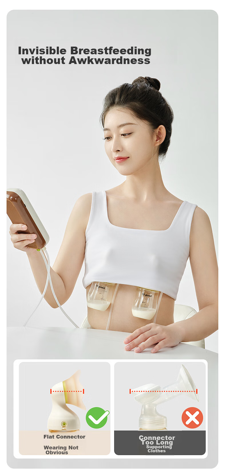 Shixi Electric Breast Pump Hands-Free Double-Sided Painless Fully Automatic Efficient Milk Expression Breast Health Care Pump 14