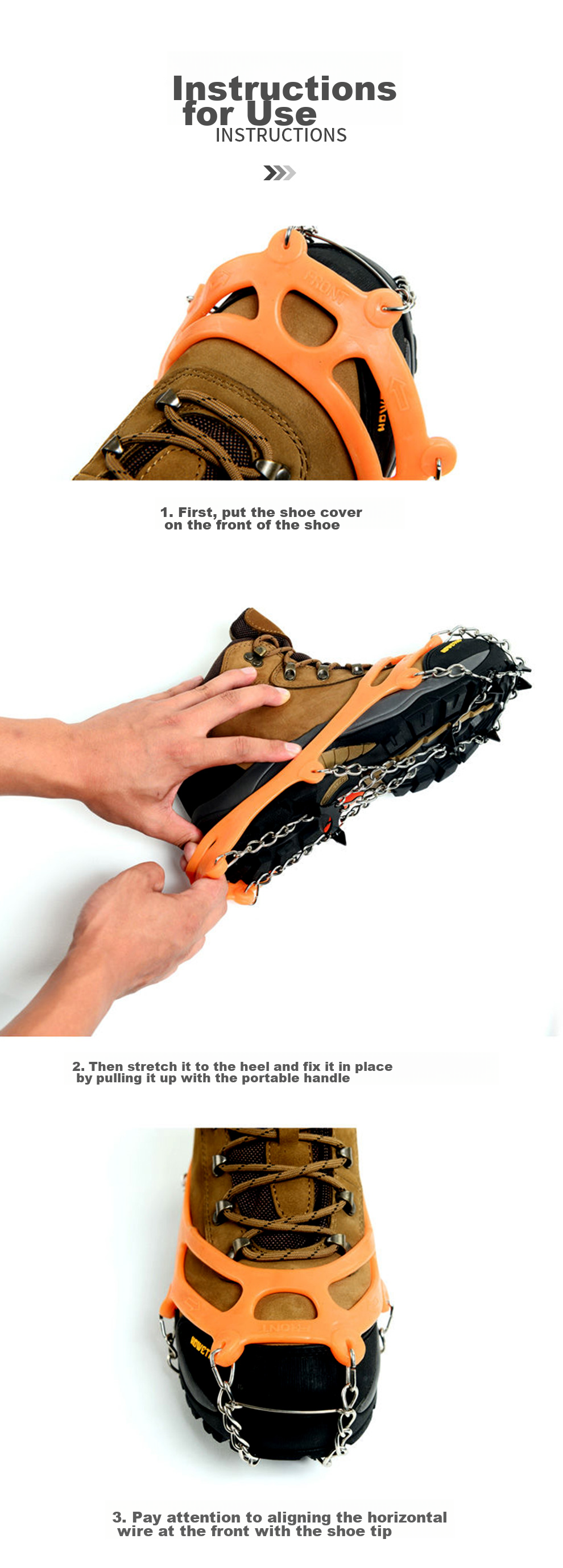 MOTIE Ice Claw Non-Slip Shoe Covers with Cleats, Outdoor Hiking Climbing Equipment, Professional Snow Covers, Mountain Climbing Snow Ice Grips with 10-Toe Chai 13