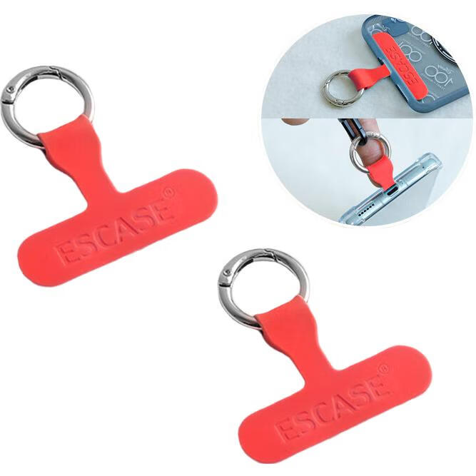 ESCASE Phone Lanyard Clip, Fixed Card Holder, Silicone Patch, Chain Connector Pad, Hanging Ring, Anti-Loss Device, China Red