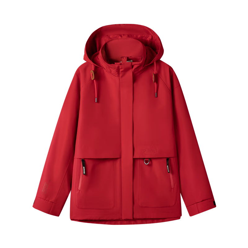 OUTDOOR PRODUCTS [Huangmeirou] Functional Three-In Fleece Jacket for Women, Windproof Coat, China Red