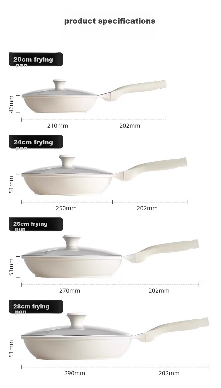 Red Kitchen Titanium Non-Stick Ceramic Frying Pan for Home Use, 26cm, Suitable for Eggs And Steak, Compatible with Induction And Gas Stoves 28
