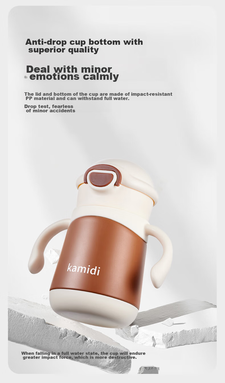Kamidi Baby Insulated Cup, Small Bottle for Infants, Suitable for Babies over 6 Months Old, Water Bottle Made of 316 Stainless Steel, Straw Water Bottle for Ages 1-3 16