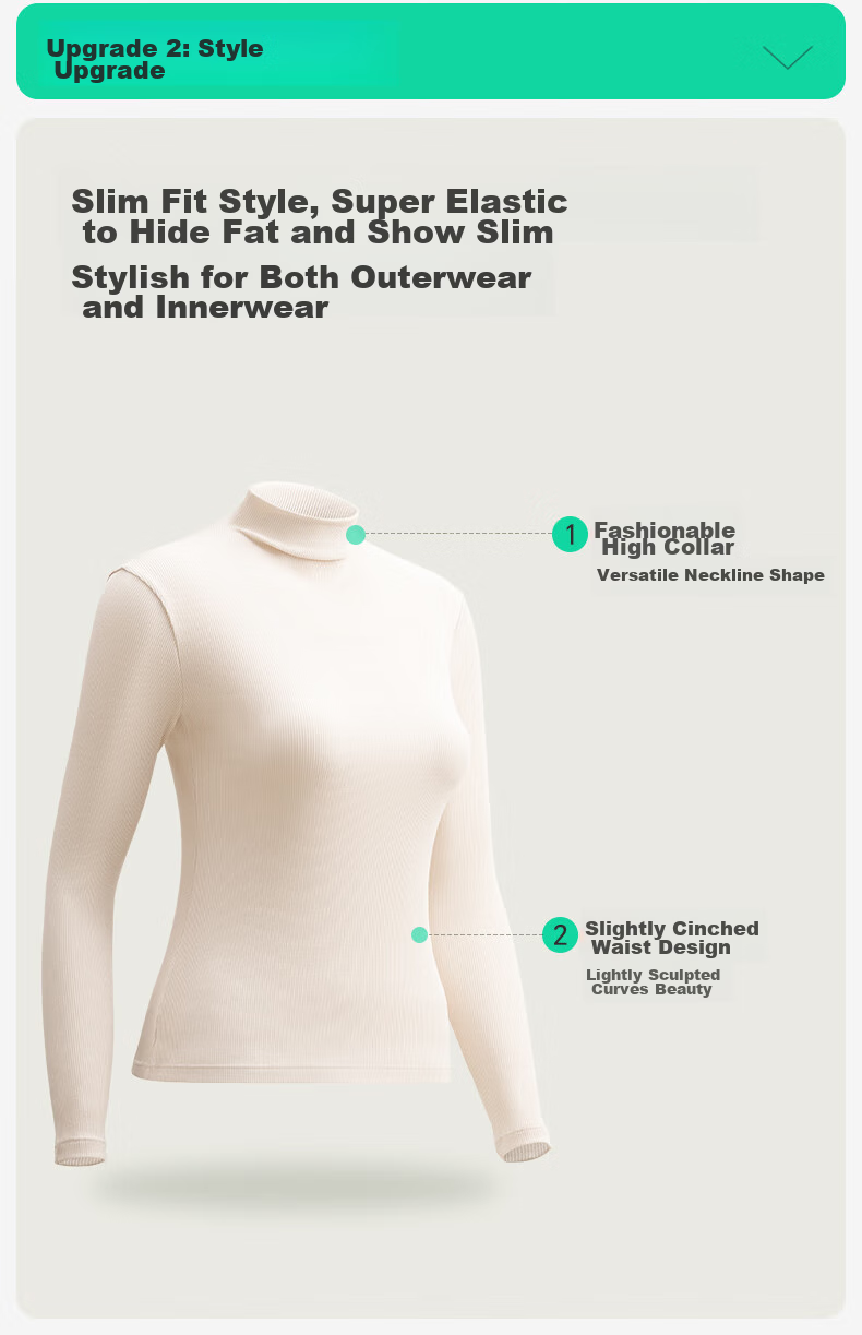 Jianyun Modal Cotton Turtleneck Base Layer, Women's Slim-Fit Long-Sleeve Undershirt, Stylish Spring And Autumn Top, Suitable for Outer Wear 12