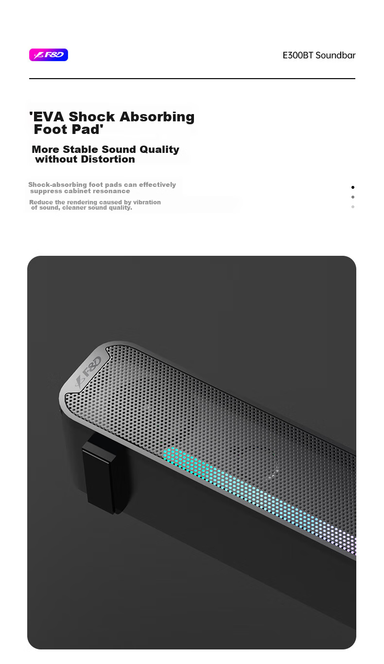 F&D E300BT Desktop PS5 Gaming Speakers, Bluetooth/Wired Dual-Use, Stereo Sound, RGB Colorful Lighting, Desktop And Laptop Long Bar Speaker 7