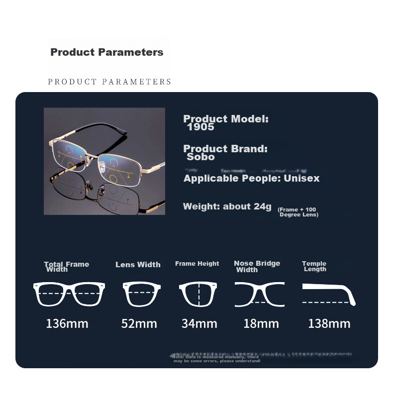 SHOWBIZS Anti-Blue Light Reading Glasses, Progressive Multi-Focus for Far And Near Sightedness, Presbyopic Glasses for Men And Women, 1905 4