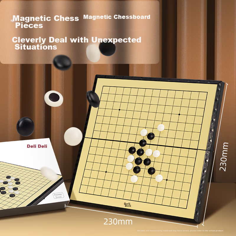 Deli Magnetic Five-In Go Board, Portable Folding Chess Set for Entertainment, Camping Table Games, Back-To Gift