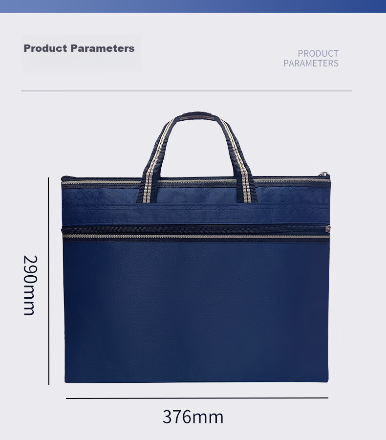 Bailiwen H137 Blue Handheld Briefcase, Document Bag with Zipper, File Folder, Archive Bag, Data Pouch, Office Business Meeting Document Bag, Simple Handbag 5