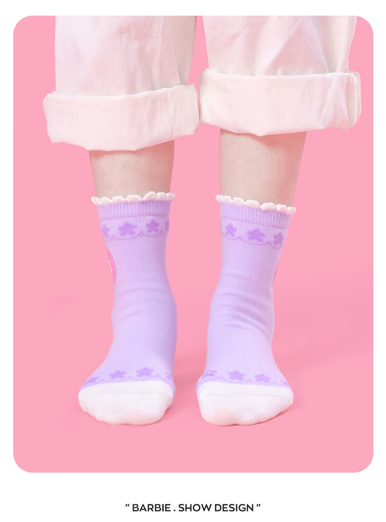 Barbie Girls' Socks, Children's Mid-Calf Versatile Cotton Socks, Spring And Autumn Cute Short Socks, Schoolgirl Mid-Calf Socks for Girls 10