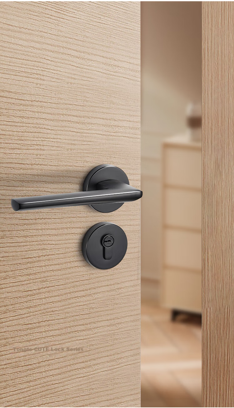GUTE Door Lock, Interior Home Use, Bedroom Door Handle, Quiet Noise Reduction, Separate Lock, Matte Black 6