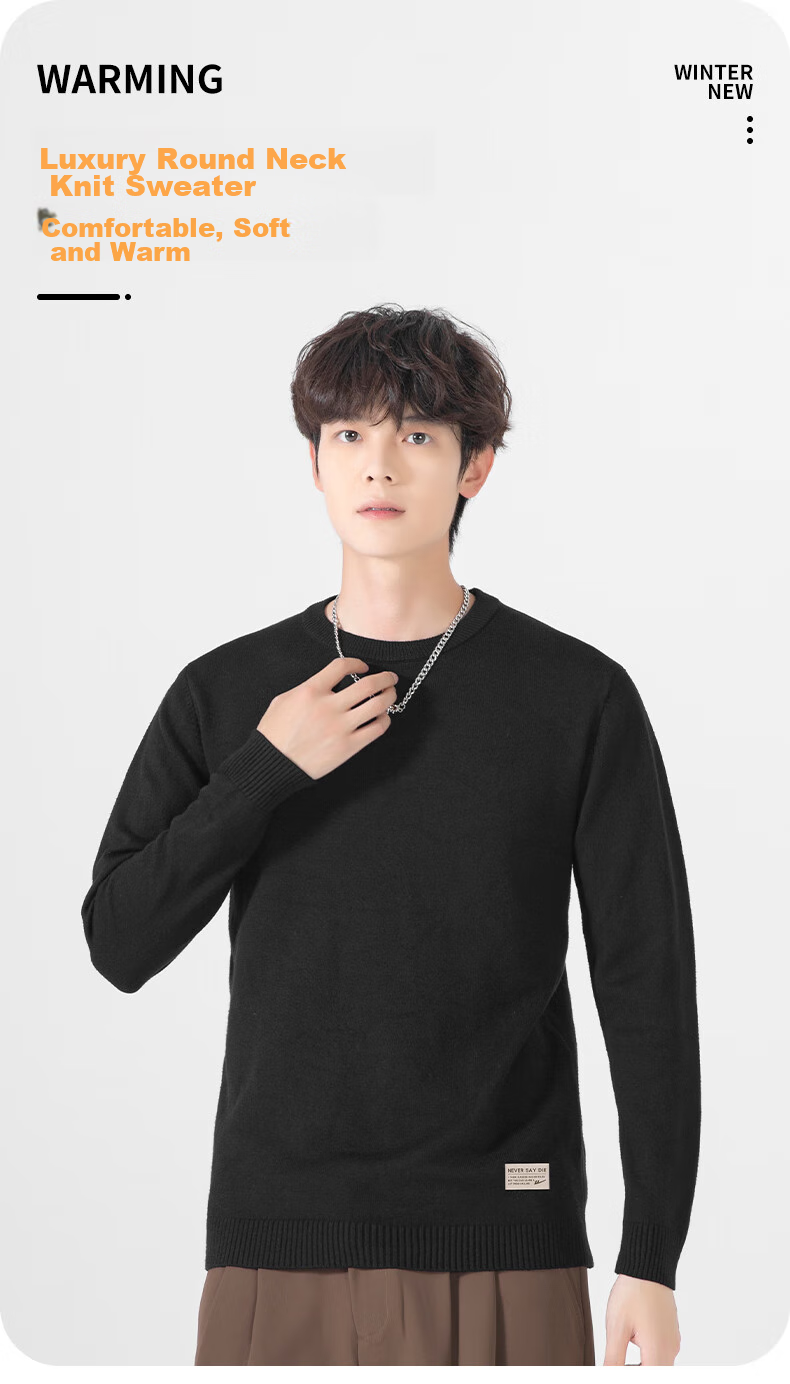 Warrior Sweater for Men, Autumn And Winter Fashion Round Neck Knit Sweater, Warm Men's Clothing Top Undershirt 2