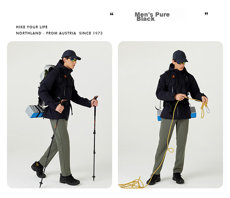 NORTHLAND [Huyanglin 2.0] Men's Water-Repellent And Windproof Three-In Jacket, Hiking And Mountaineering Two-Piece Set 26