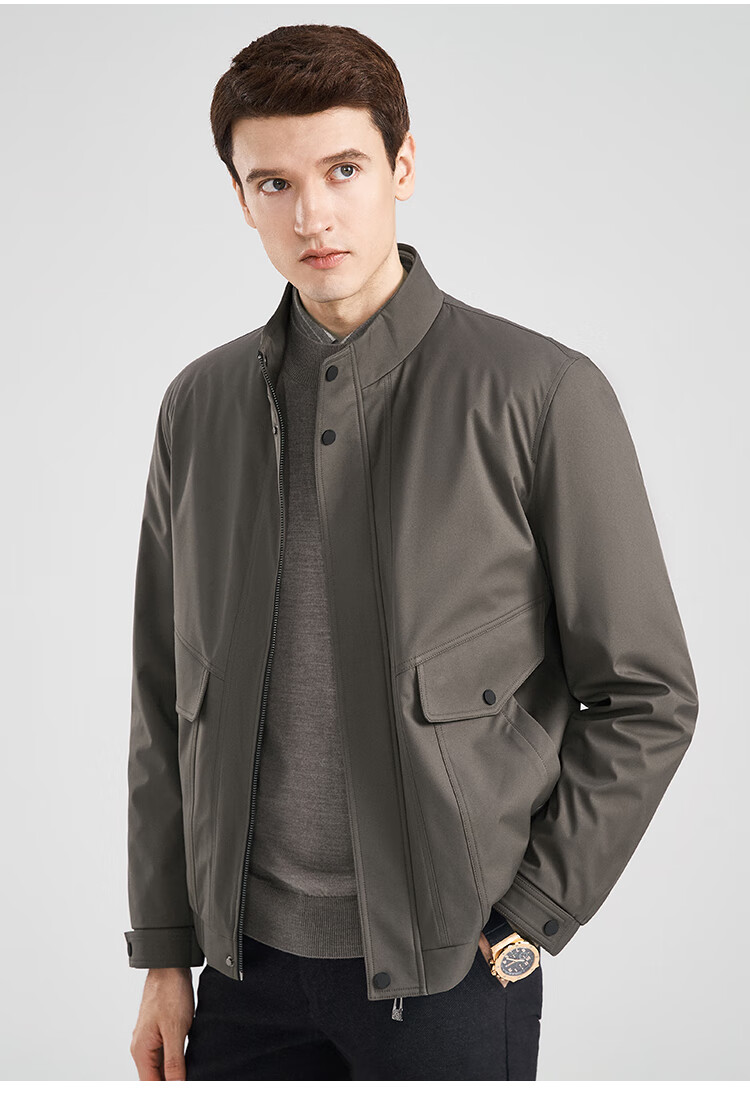 FIRS Men's Autumn Winter Quilted Thickened Warm Windproof Stand Collar Business Casual Comfortable Skin-friendly Pocket Jacket 8