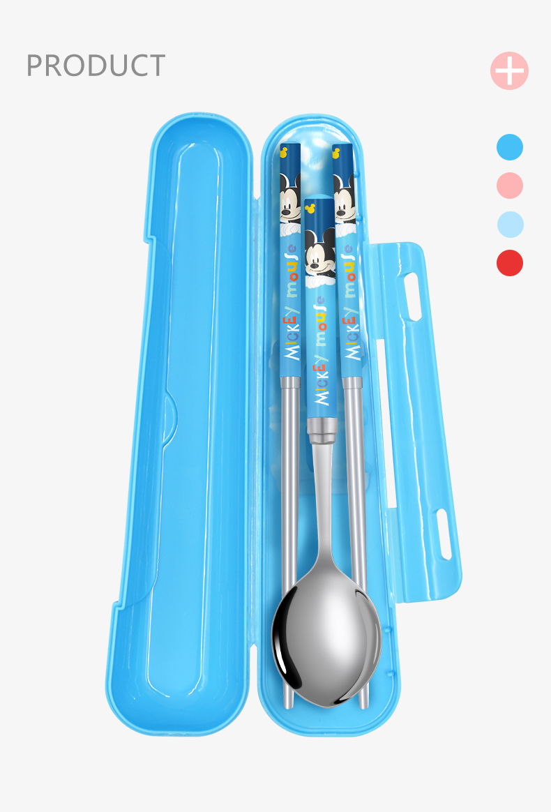 Disney Children's Stainless Steel Chopsticks and Spoon Set with Storage Box for Kids and Elementary Students, 3-Piece Set 1