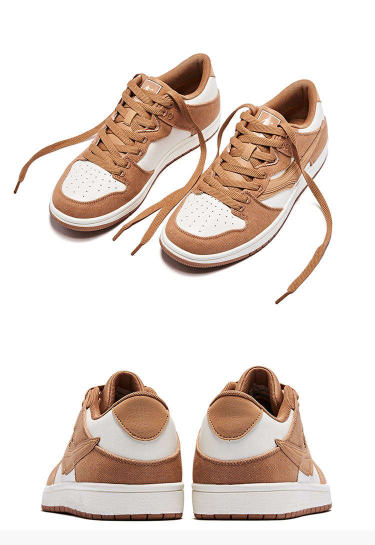 QIAODAN Men's Skateboard Shoes, Summer Low-Top Panda Trendy Versatile Non-Slip Casual Sneakers 24