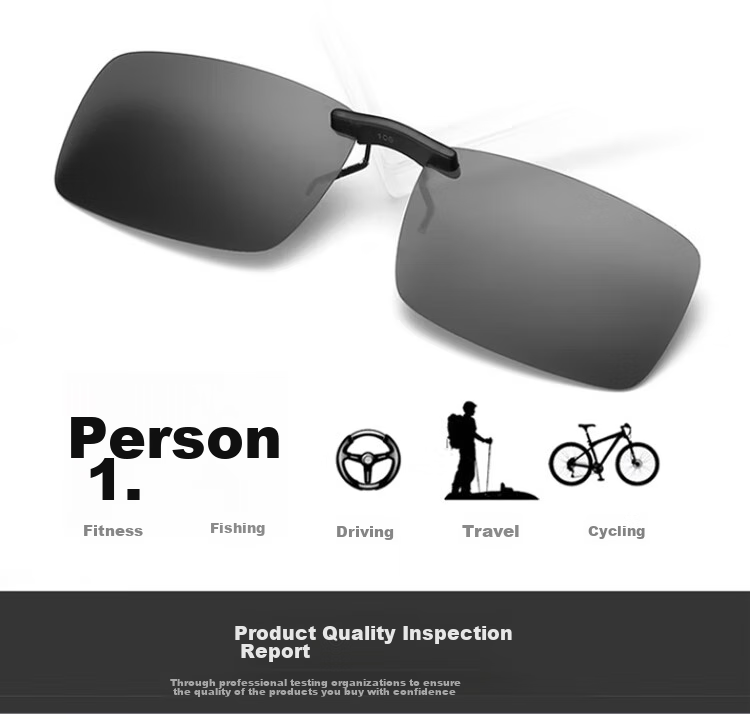 Quxing Polarized Clip-On Sunglasses, UV Protection Car Driving Sunglasses, Compatible with Nearsighted Glasses, Can Be Flipped Up to Form A Frog-Shaped Mirror 6