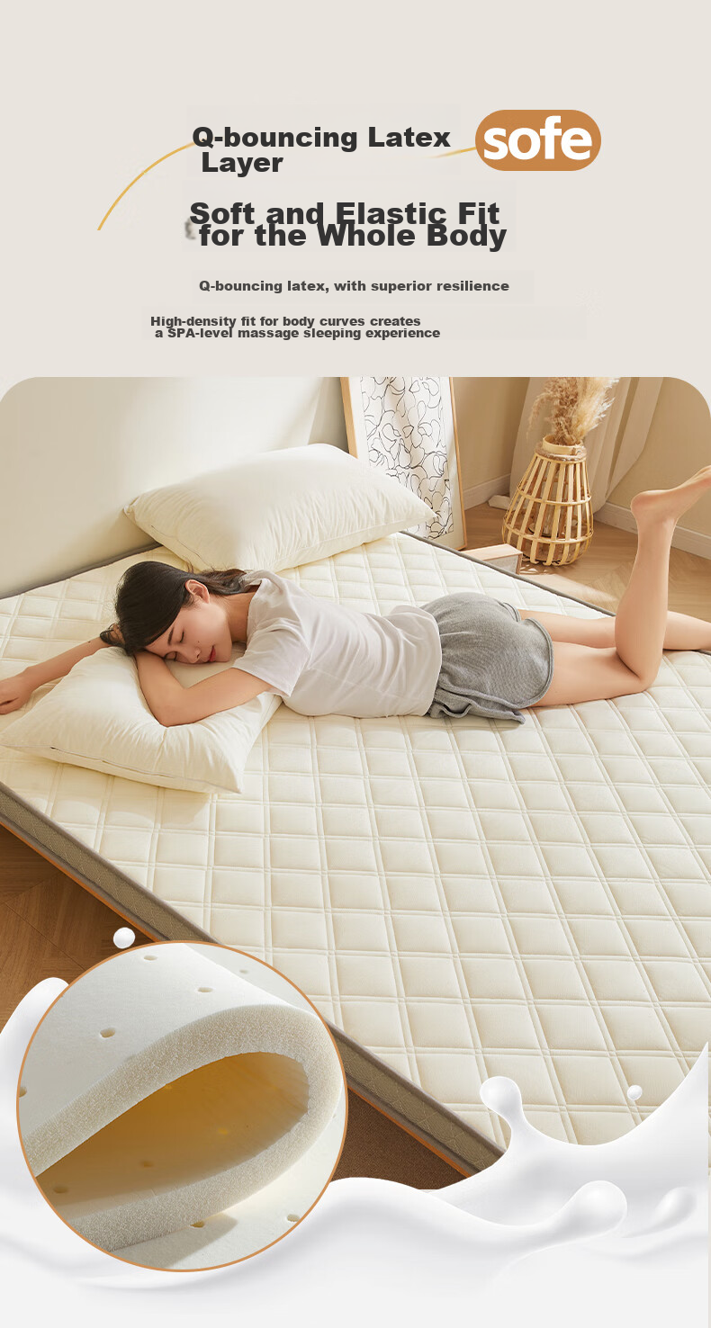 Sushidai Latex Memory Foam Mattress, Class A, 1.5-Meter Simmons Mattress, Thickened Foam Tatami Soft Pad, 150*200 7