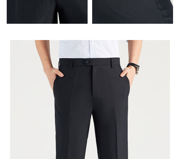 ROMON Men's Wool Business Straight-Leg Dress Pants Spring and Autumn Casual Suit Trousers Work Pants 16
