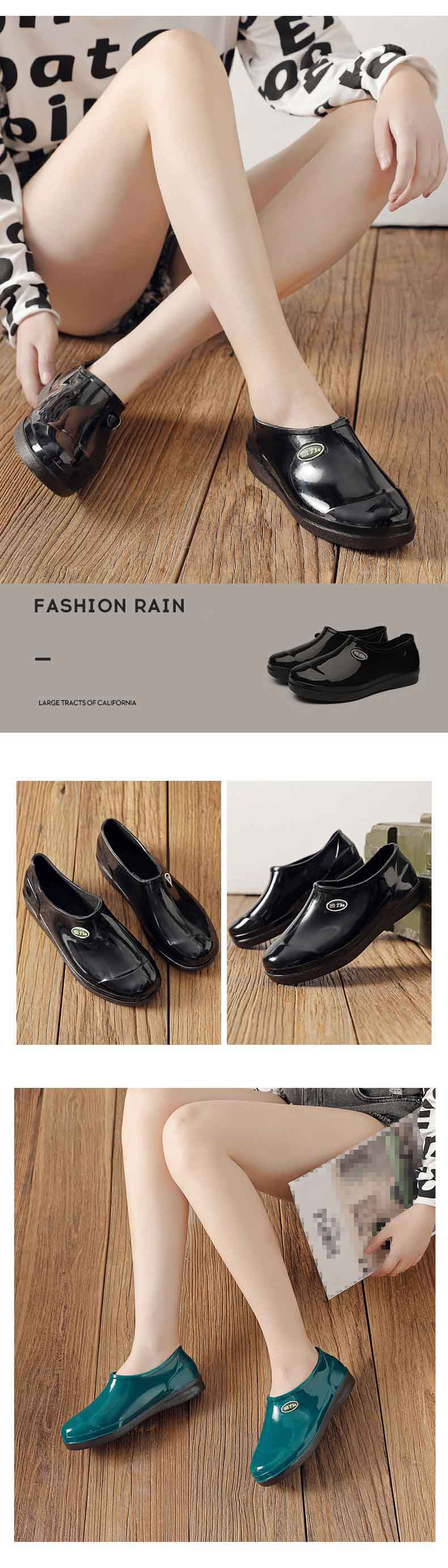 Huili Women's Fashion Rain Boots, Water Shoes, Outdoor Waterproof Non-Slip Wear-Resistant Comfortable Overshoes HL3283 Short Black Size 36 8