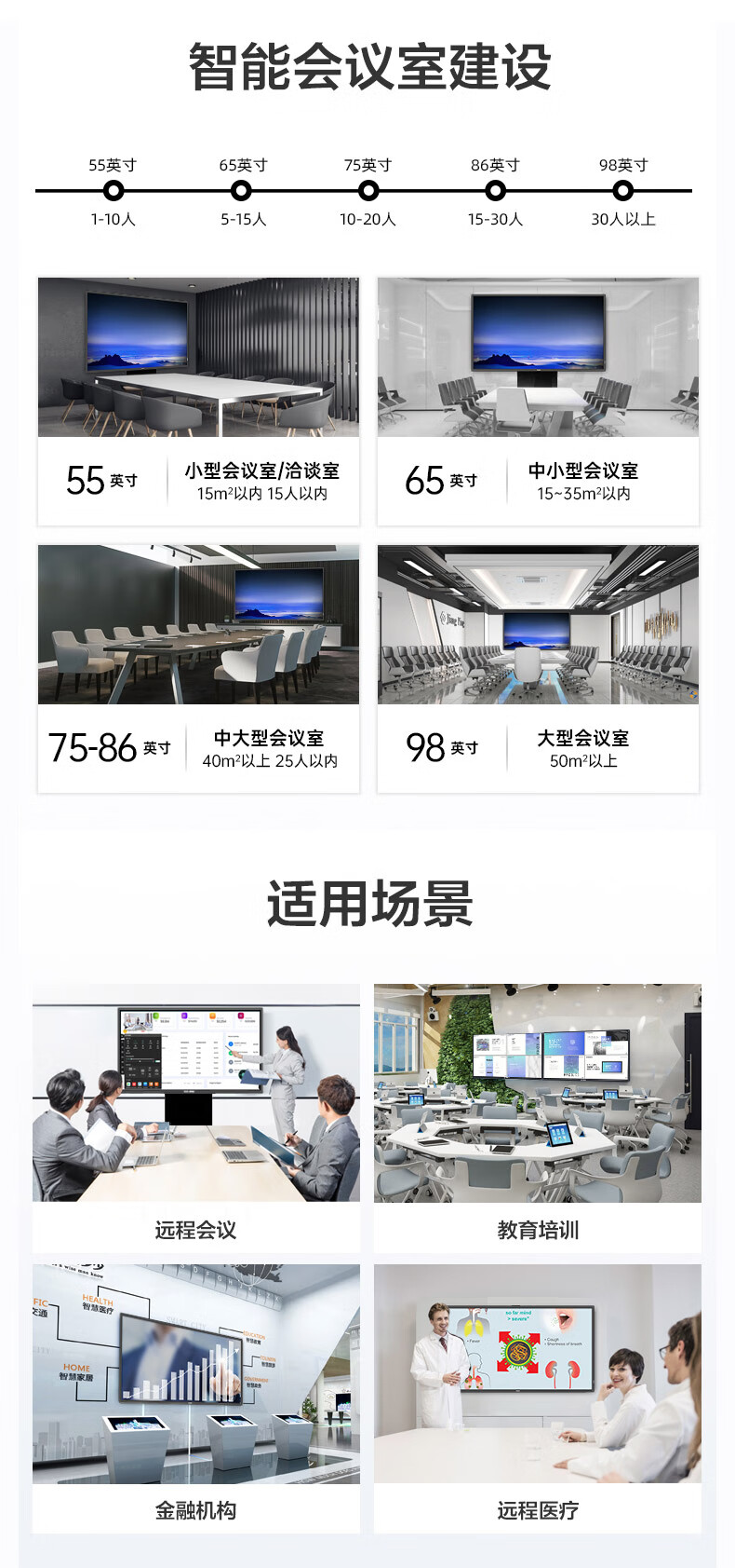 飞利浦智能会议平板 灵创版65英寸视频会议一体机 4K触摸屏电子白板 商用会议电视显示器智慧屏(2051T支架版)