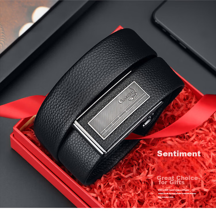 CROCODILE Men's Inner Belt, Top-Grain Leather, Automatic Buckle, Casual Waistband for Young Men, Gift 12968 for Boyfriend 4