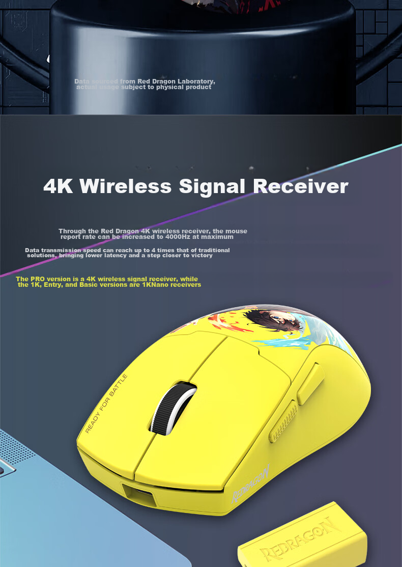 REDRAGON G57 Large Hand Wireless Bluetooth 2.4G Wired Tri-Mode Gaming Mouse, Lightweight, Pixart 3395 High-End E-Sports PUBG LOL Mouse Professional Model - Black 8