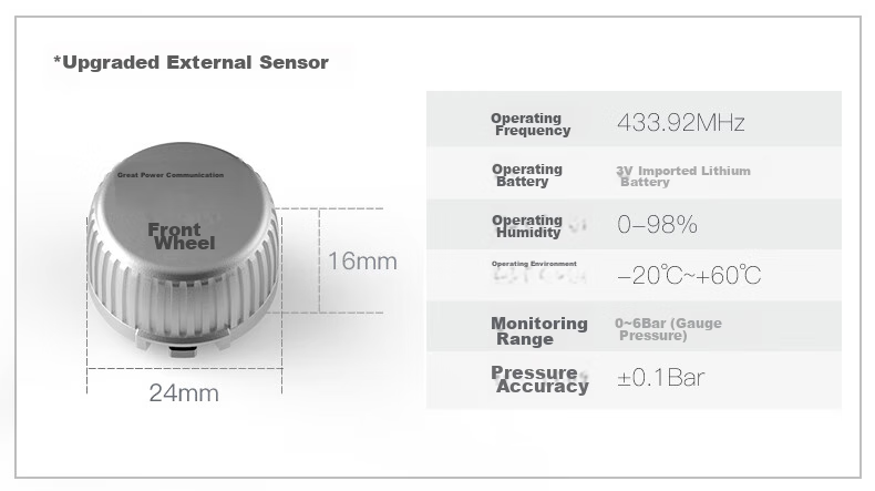 Victon Victon Motorcycle Tire Pressure Monitoring System, Electric Vehicle Solar-Powered Voice Alarm Tire Monitor 16