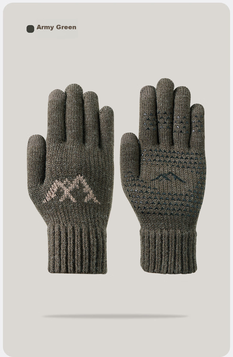 MISSION UV Sheepskin Warm Gloves for Men, Thick Winter Autumn Outdoor Cycling Driving Anti-Cold Touchscreen Compatible Knitted Gloves 10