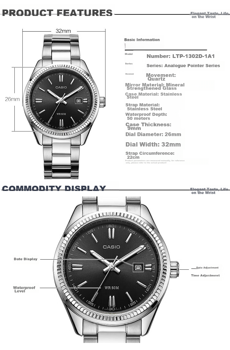 CASIO Ladies Analog Series Watch, Commuter Waterproof Student Quartz Wristwatch, Gift for Girlfriend, LTP-1183A 4