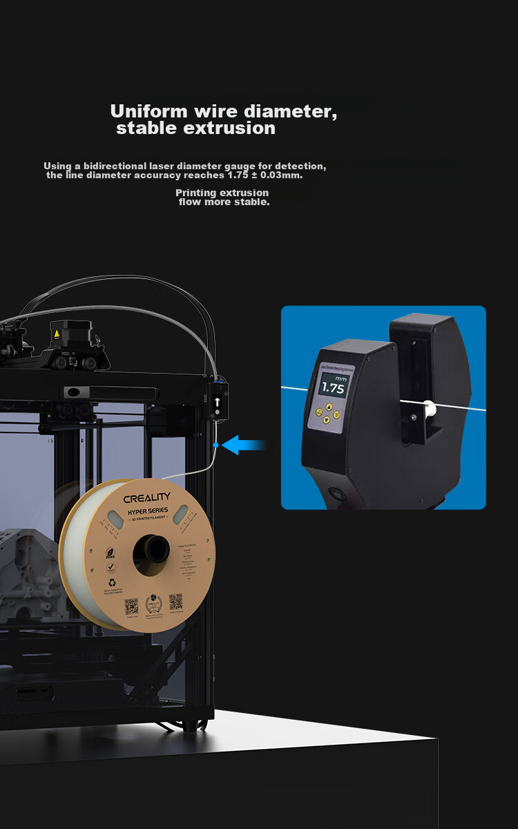 Creality 3D Printing Consumables Hyper-PLA High-Speed Printing High-Toughness Easy-To Eco-Friendly Filament Intelligent Parameter Recognition 1kg Blue 5