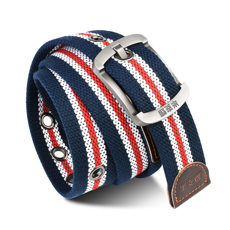 HALFEEL Outdoor Sports Casual Canvas Belt, Men's Pin Buckle Leather Belt, Youth Student Military Training Trendy Fashion Trouser Belt