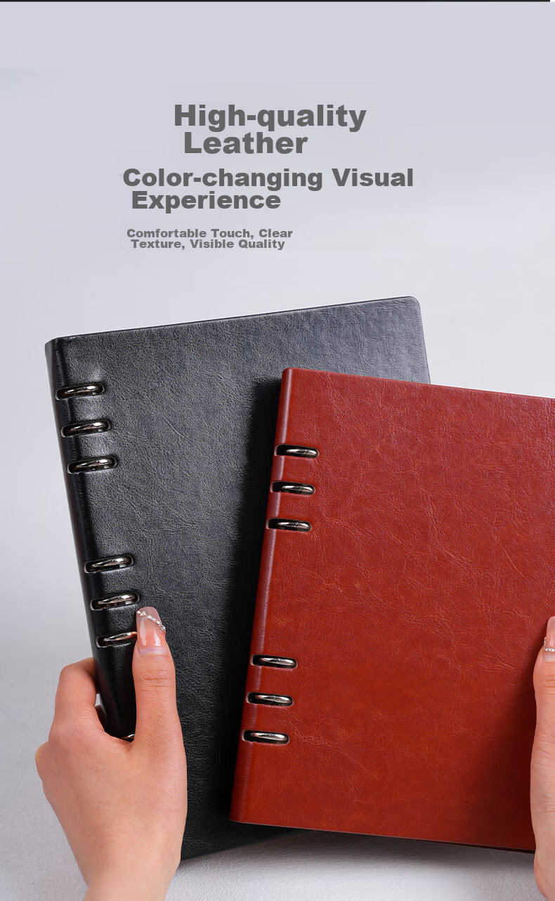 TENGXIONG A5 Loose-Leaf Notebook, Soft Leather Cover, B5 Journal, Detachable Refillable Pages, High-Quality Diary, Business Meeting Notebook, Office Stationery, Work Record Book, Customizable Logo for Enterprises 5