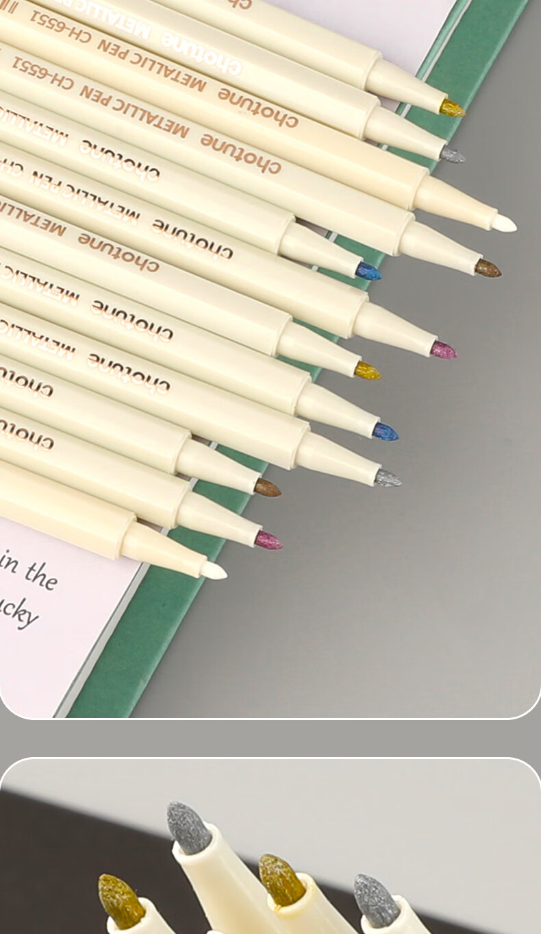 Surada Watercolor Markers, Metal Pens, Metallic Color Pens for Greeting Cards And Black Card Paper, Highlighters, Drawing Pens, Enamel Stamp Ink, Guka Journal Markers, Photo Album Pens, 6-Color Set DIY166, Sketching, Marker Painting 16