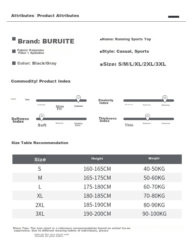 BURUITE Sports T-Shirt for Men, Autumn And Winter Tight-Fitting Quick-Dry Shirt, Badminton Wear, Fitness Clothing, Long-Sleeve Running And Cycling Apparel 6