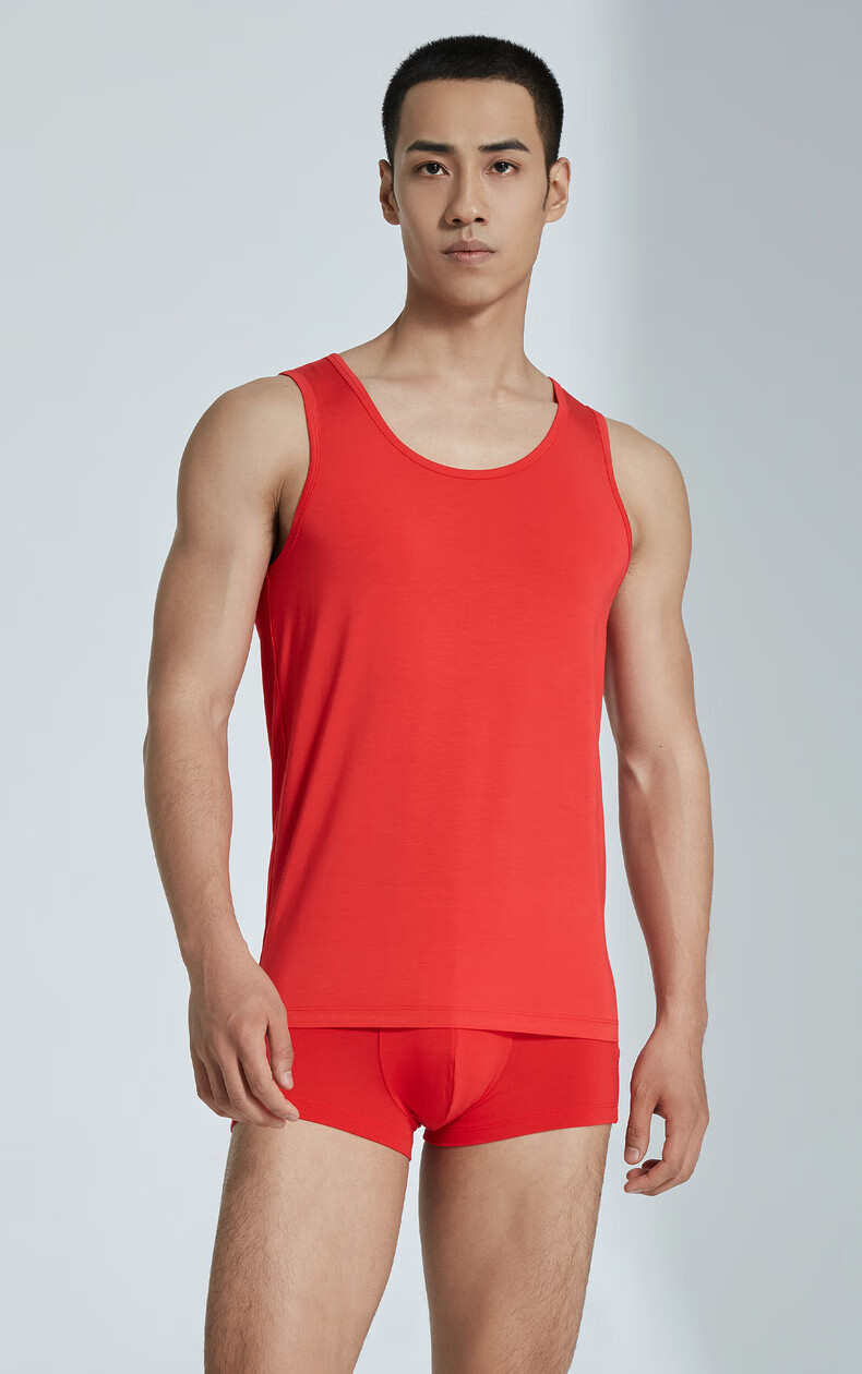 BODYWILD Men's Modal Base Vest Soft Modal Basic Undershirt Red Zodiac Year ZBN11PI1 Red Size 175 7