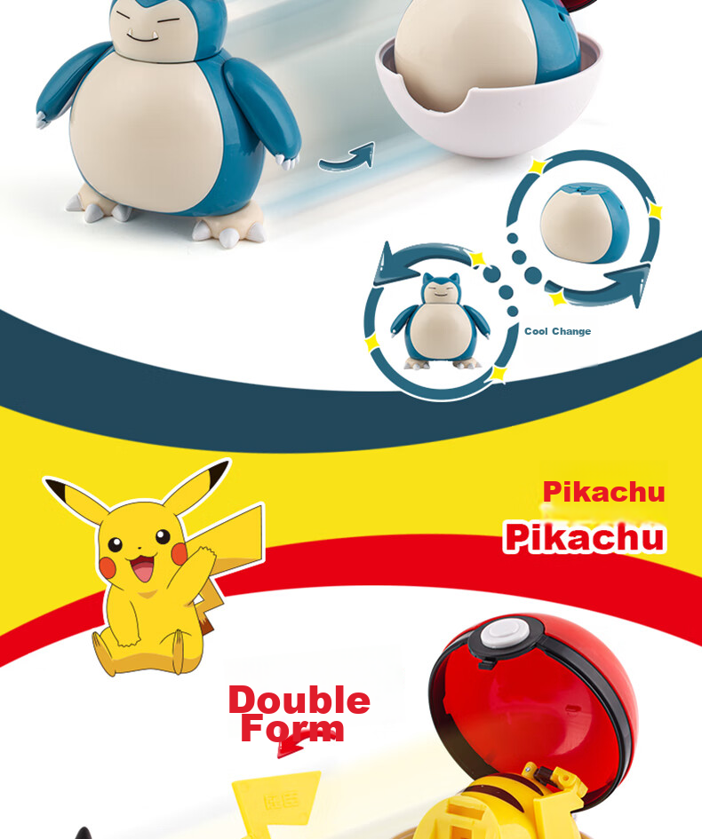 ZhuangChen Pokemon Pokeball Transforming Toy, Pikachu Six-In Cool Birthday Gift 8